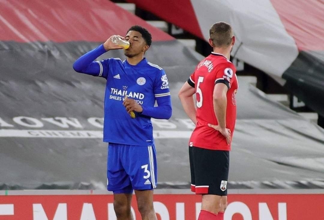 Wesley Fofana breaks his fast during his former club Leicester City's match against Southampton in 2021