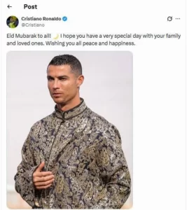 رونالدو وكيسيه أول المهنئين من أجانب روشن بحلول عيد الفطر